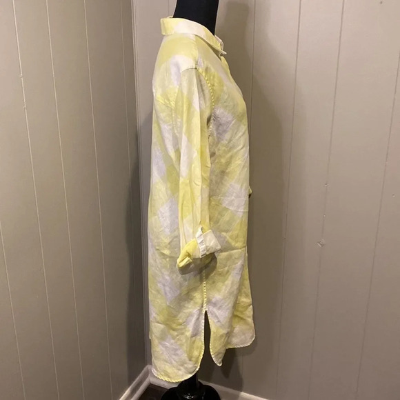 Chico’s 2 Gingham Maxi Shirt Long Sleeve Button Down Checkered Roll Up Sleeve - Picture 6 of 9